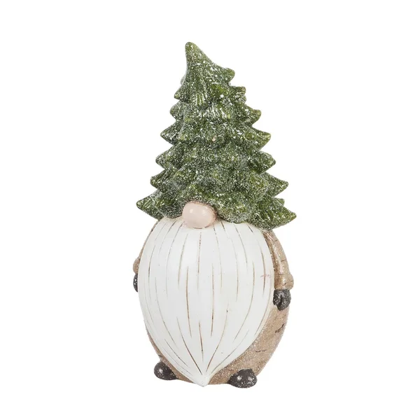 Ceramic Evergreen Gnome Garden Statuary 11.5x22H Long Beard