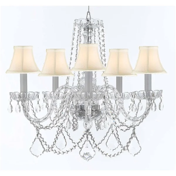 Gallery Swarovski TM Crystal Chandelier with White Shades A46-WHITESHADES/B94/B89/384/5SW