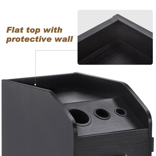 BarberPub Salon Trolley Storage Cart Coloring Beauty Hair Dryer Holder Stylist - Black