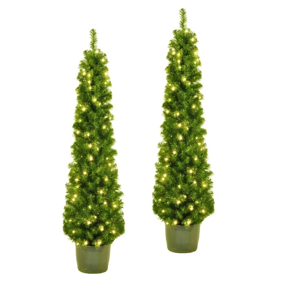 Kurt Adler 5& Pre-Lit Potted Tree Set (Set of 2 Trees)
