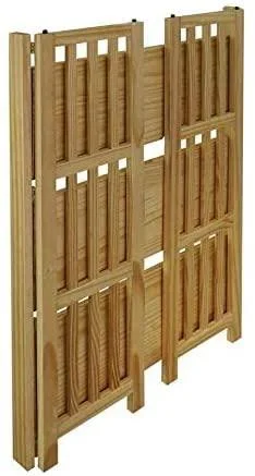 Unknown1 4 Shelf Folding Bookcase 26x22 Wide Natural Yellow Mid Century Modern Pine Wood Finish Foldable Stackable