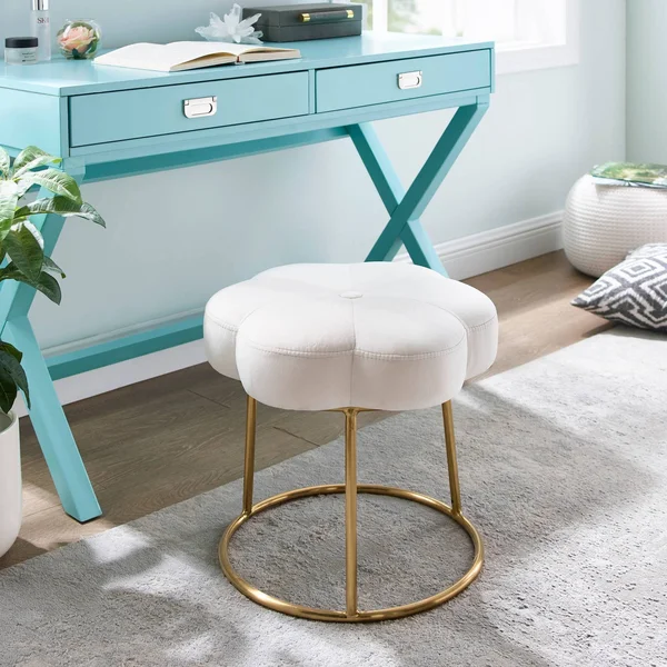 Linon Seraphina Accent Vanity Stool - White
