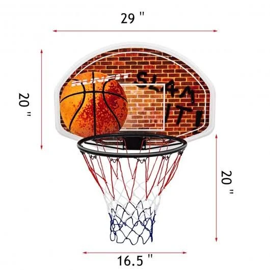 Costway Wall Mounted Fan Backboard with Basketball Hoop and Rim