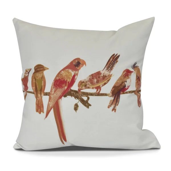 Morning Birds Animal Print Pillow, Size: 26 x 26 inch, Red