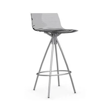 L&eau 25.63x22 Bar Stool Calligaris Finish: Satin Steel - Upholstery: Transparent Smoked Grey