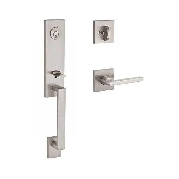 Baldwin SC.SEAXSQU.L.CSR.150.THK Single Cylinder Seattle Handleset Left Hand Square Lever & Contemporary Square Rose for Thi