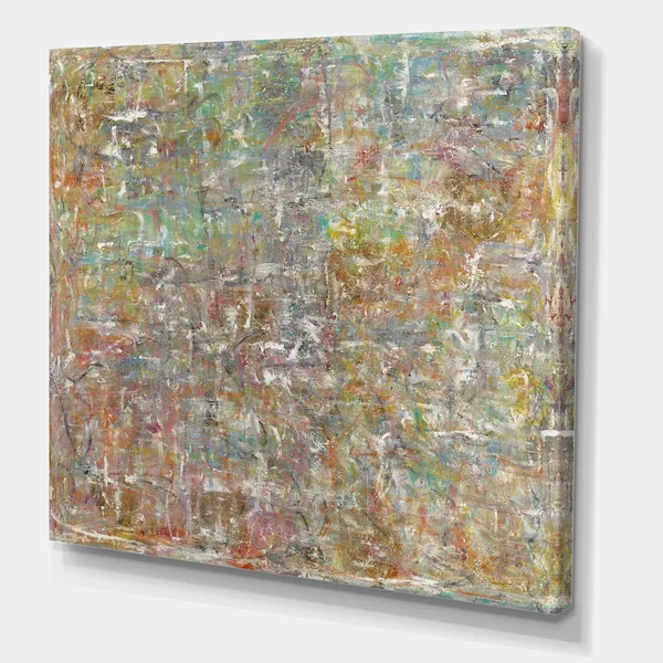Designart &Red and Turquoise Texture II& Modern & Contemporary Gallery-Wrapped Canvas - 36 in. Wide x 36 in. High