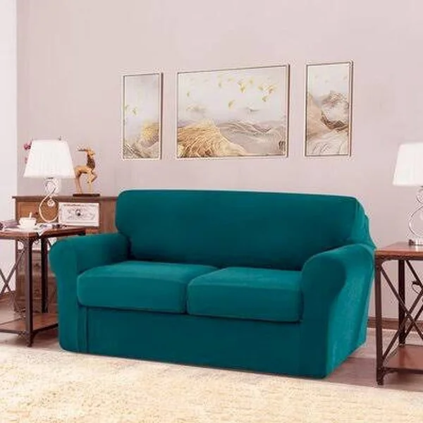 Stretch Box Cushion Loveseat Slipcover Winston Porter Fabric: Turquoise