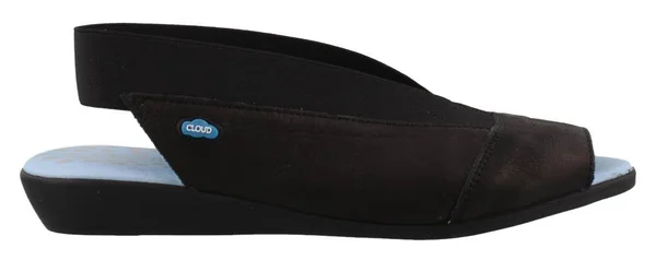 Cloud Caliber Black Leather Flat (Women)