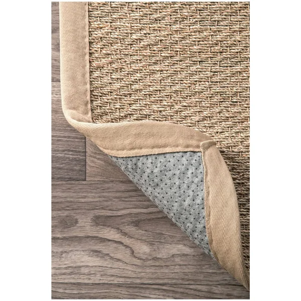 nuLOOM Elijah Seagrass with Border Beige 8 ft. Square Rug