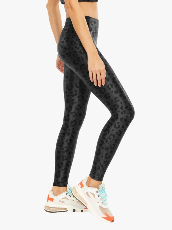 Koral Women's Lustrous High Rise Leggings, Black Leopard, X-Large