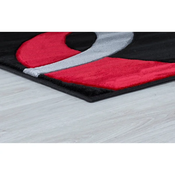 MDA Home Miglena Gray/Red Geometric Polypropylene Area Rug - 3&9x22 x 5&9x22