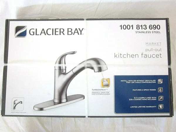 Glacier Bay Market Single Handle Pull Out Sprayer Kitchen Faucet Stainless Steel