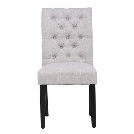 Westintrends Upholstered Button Tufted Linen Dining Side Chair, Light Gray