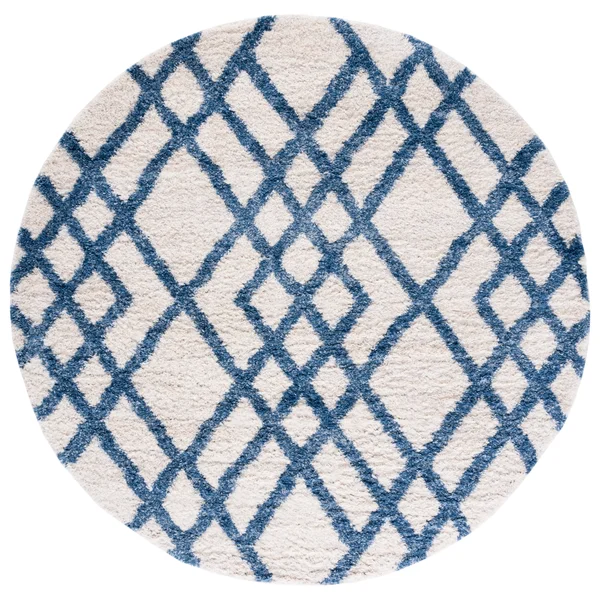 Safavieh Berber Shag Rug Collection BER214A - Cream - Grey - 8& x 8& Square