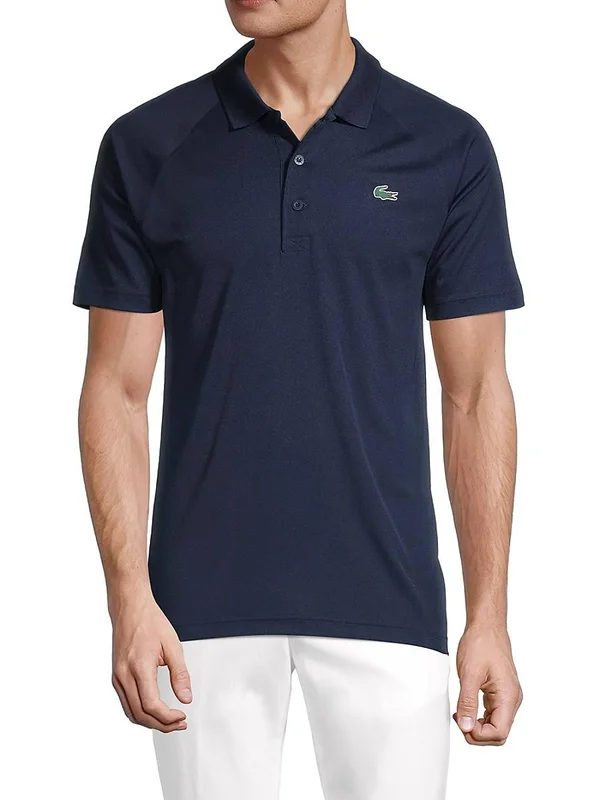 Lacoste Men's Ribbed Collar Raglan-Sleeve Polo - Navy - Size XL