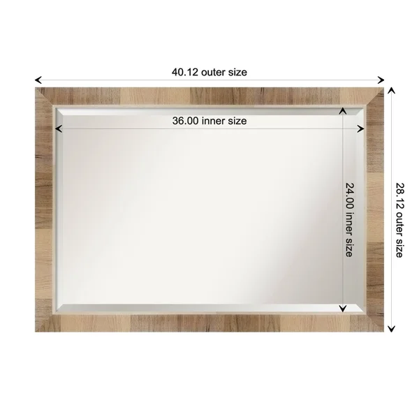 Amanti Art Bathroom Mirror, Natural White Wash, Size: 40 x 28-Inch