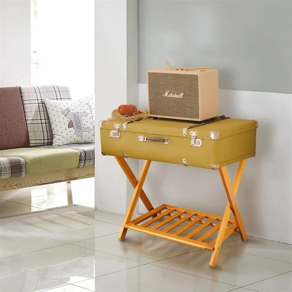 Casual Home Luggage Rack with Shelf - honey-oak