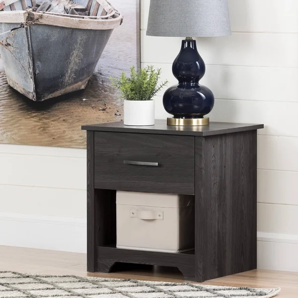 South Shore Fusion 1-Drawer Nightstand - Gray Oak