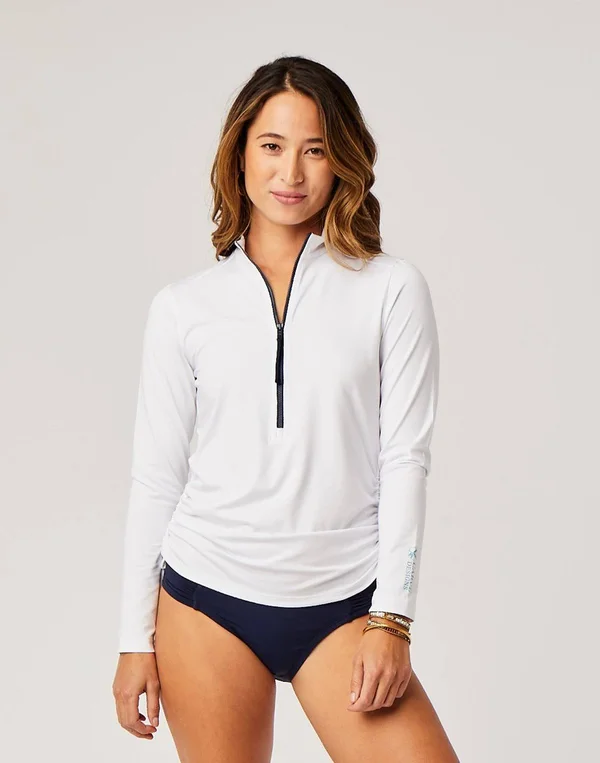 Carve Designs Cruz Rashguard - Women's White/Navy Pull - Xs