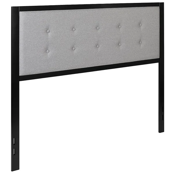 Flash Furniture Queen Tufted Metal Headboard in Light Grey