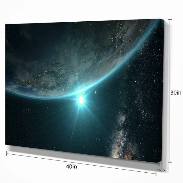 Design Art Sunrise in Earth from Space Contemporary Landscape Canvas Art, 40X20x22