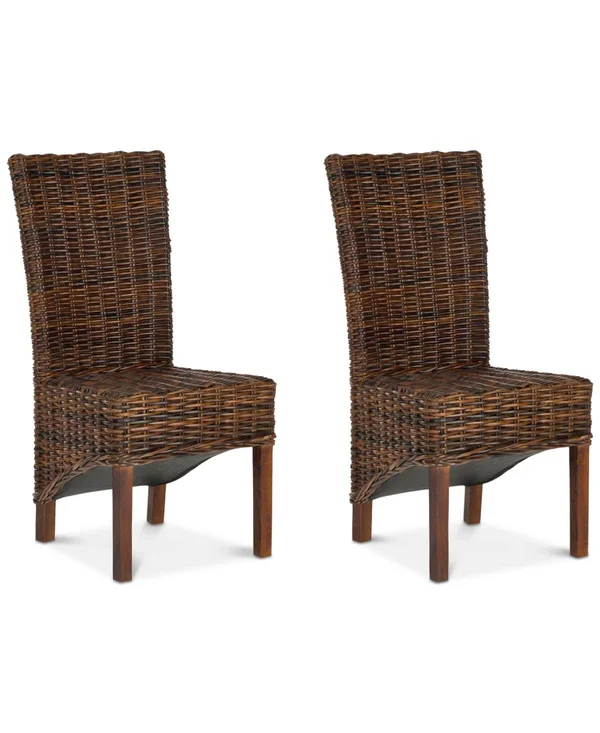 Safavieh Ridge Dark Brown 18x22 Rattan Side Chair - Set of 2