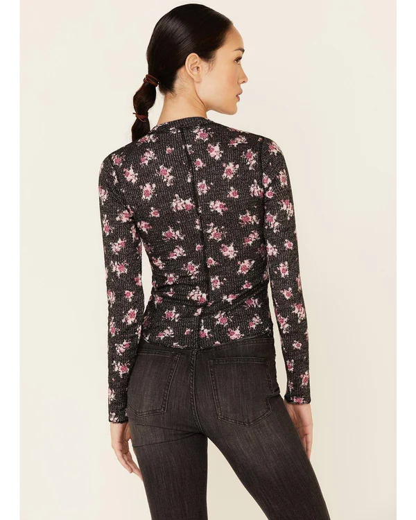 Free People One of The Girls Henley - Black X-Large, Women's
