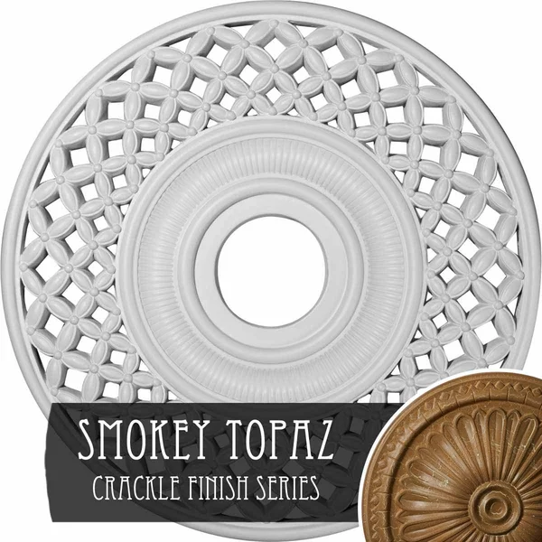 22 1/4x22OD x 4 3/4x22ID x 1 1/4x22P Robin Ceiling Medallion (Fits Canopies Up to 6 1/4x22) - Hand-Painted Smokey Topaz Crackle