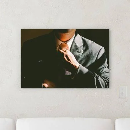 Ebern Designs 'Tie' Photographic Print on Canvas - Size: 36 inch H x 36 inch W x 2 inch D, Black