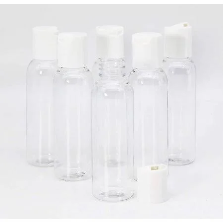 (600 Pack) EcoJeannie 2oz Clear Empty Refillable Pet Bottles with White Disc Top Cap - BPA-Free - TSA Approved Travel size, for