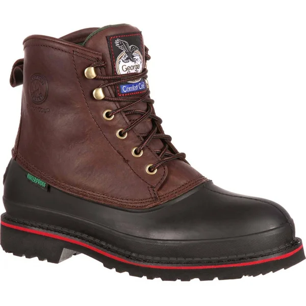 Men's Georgia Boots Muddog Waterproof Steel Toe Work Boots, 8.5M, Dark Chocolate