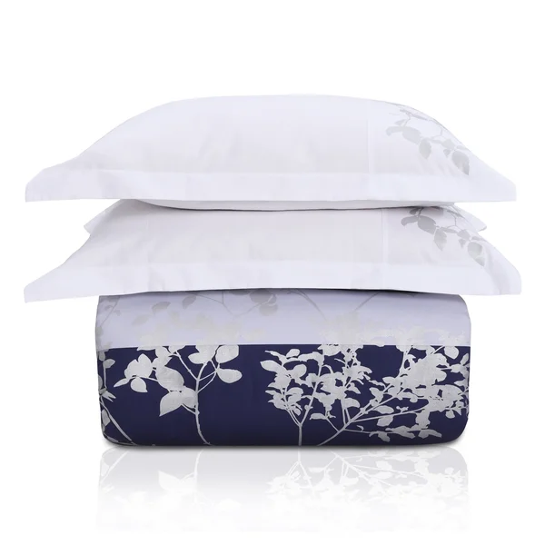 Superior Sydney 3-Piece Cotton Duvet Cover Set - White/Grey - King/King - Cal King/California King