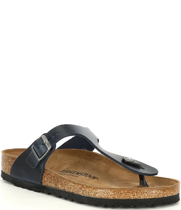 Birkenstock Women's Gizeh Sandal - 38 - Blue - Oiled Leather