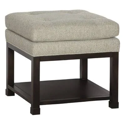 Libby Langdon 20.5x22 Wide Tufted Square Standard Ottoman with Storage Fairfield Chair Walnut/8794 Parchment