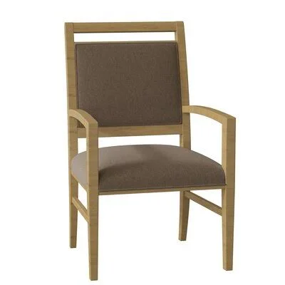 Preston Upholstered King Louis Back Arm Chair Fairfield Chair Body Fabric: 9508 Sand - Leg Color: Hazelnut