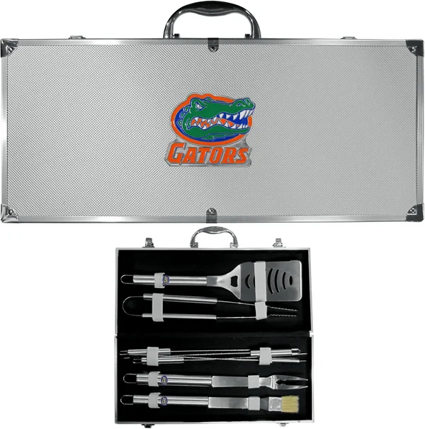 Florida Gators 8 PC BBQ Set - Stainless Steel w/Metal Case