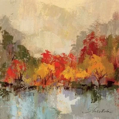 Framed Canvas Art - Fall Riverside II by Silvia Vassilevastyle > Abstract > Abstract landscapes art)