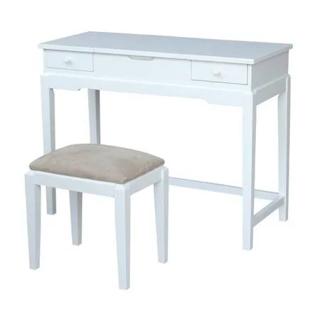 Darby Home Co Andalusia Solid Wood Vanity Set with Stool Color: Snow White