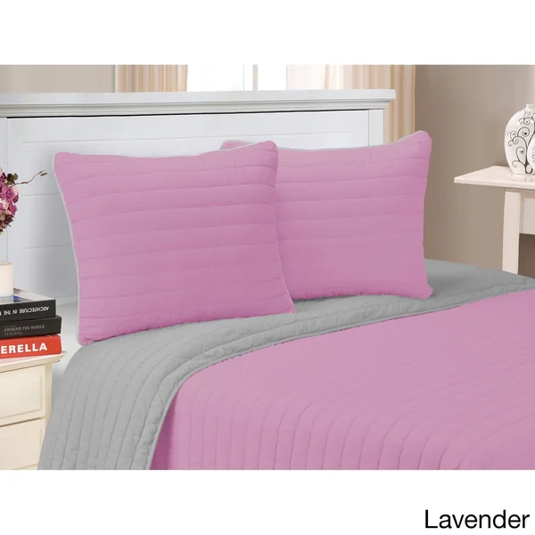 Superior 100% Cotton, Soft, Full/Queen, Brandon Striped Quilt Set, Lavender