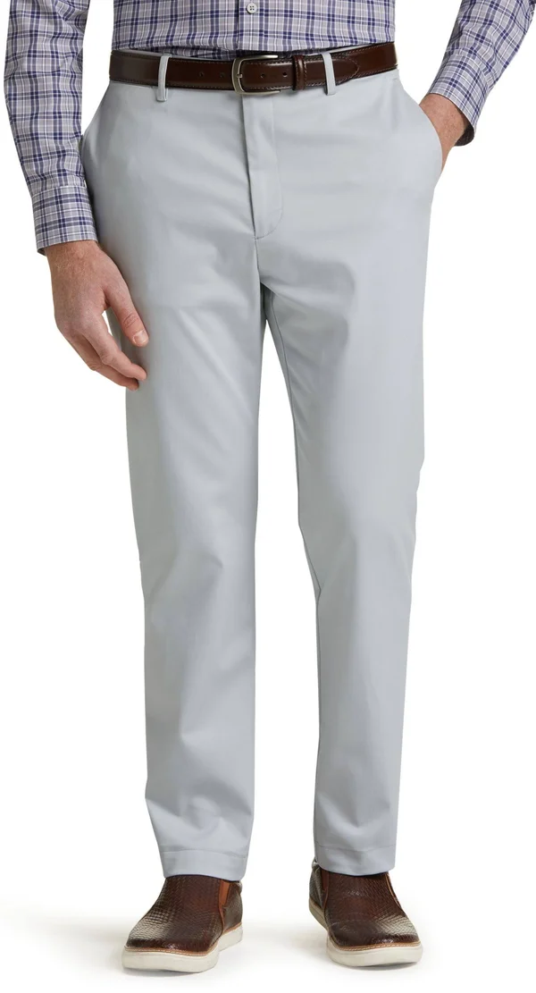Jos. A. Bank Men's Reserve Collection Tailored Fit Flat Front Chino Pants, Light Grey, 38x29