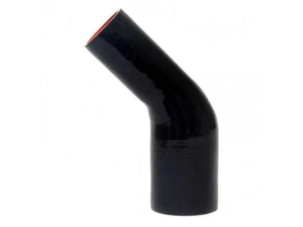 HPS 1.75x22 - 2.5x22 ID High Temp 4-ply Reinforced Silicone 45 Degree Elbow Reducer Hose Black (45mm - 63mm ID)