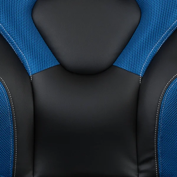 Flash Furniture Black Gaming Desk and Blue and Black Racing Chair Set with Cup Holder, Headphone Hook & 2 Wire Management Ho