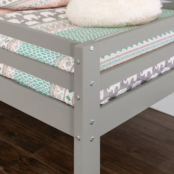 Twin Indy Solid Wood Low Loft Bed Gray - Saracina Home