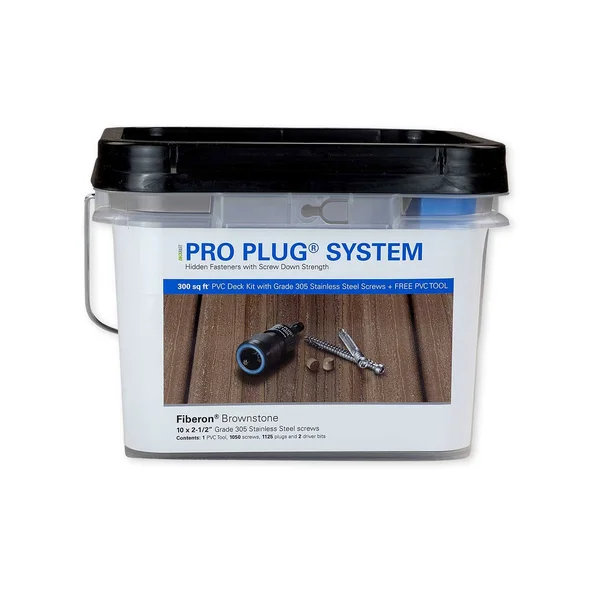 Starborn Industries Pro Plug System for Fiberon Decking - 300 Square Feet - 305 Stainless Steel - #10 x 2-1/2x22 - Fiberon Gray