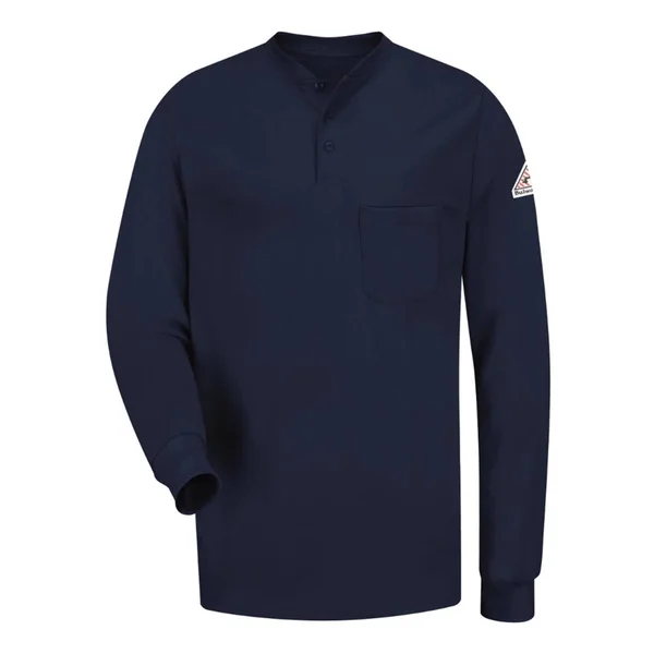 Bulwark - Long Sleeve Tagless Henley Shirt - Excel FR (Tall) L, Navy