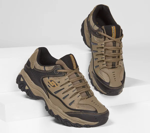 Skechers Men's After Burn - Memory Fit Sneakers, Pebble/Black, 7.5