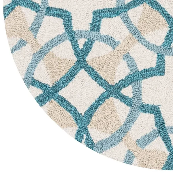 Alexander Home Valentina Hand-Hooked Floral Area Rug - Ivory/Teal 3&6x22 x 5&6x22