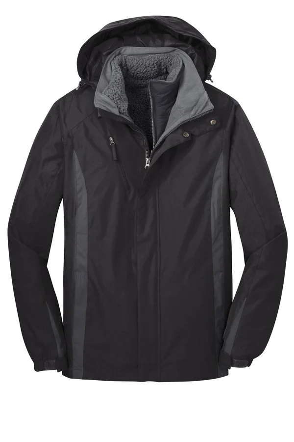 Port Authority J321 Colorblock 3-in-1 Jacket - Black/ Black/ Magnet Grey - 3XL
