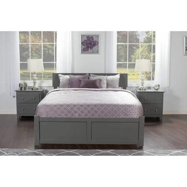 Atlantic Furniture Orlando Platform Bed with 2 Urban Bed Drawers - King, Grey